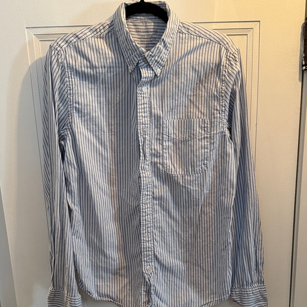 Classic Blue and White Striped Men's Shirt